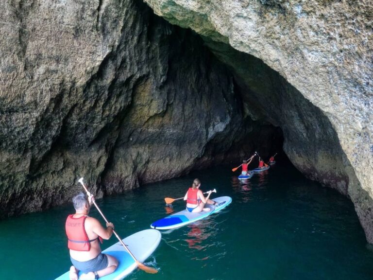 SUP Benagil Caves Tour: The Algarve has some of the most beautiful beaches and sea caves in Europe. Your tour guide and certified SUP instructor (by IOSUP), will provide you with all the basic techniques before we go to the ocean and show you all the rules and safety points, then give you a new view of the Algarve coast along a route through Benagil. Get ready to discover incredible and secret areas where you can only enter by sea.